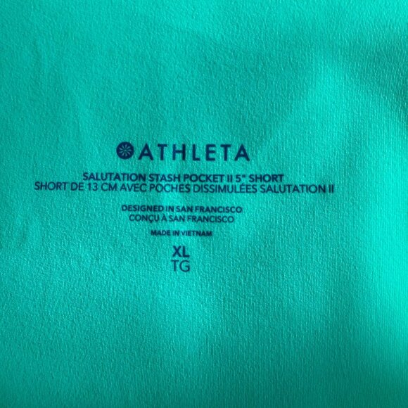 Women's XL Athleta Salutation Stash Pocket II 5" Short Neon Green - Picture 8 of 10